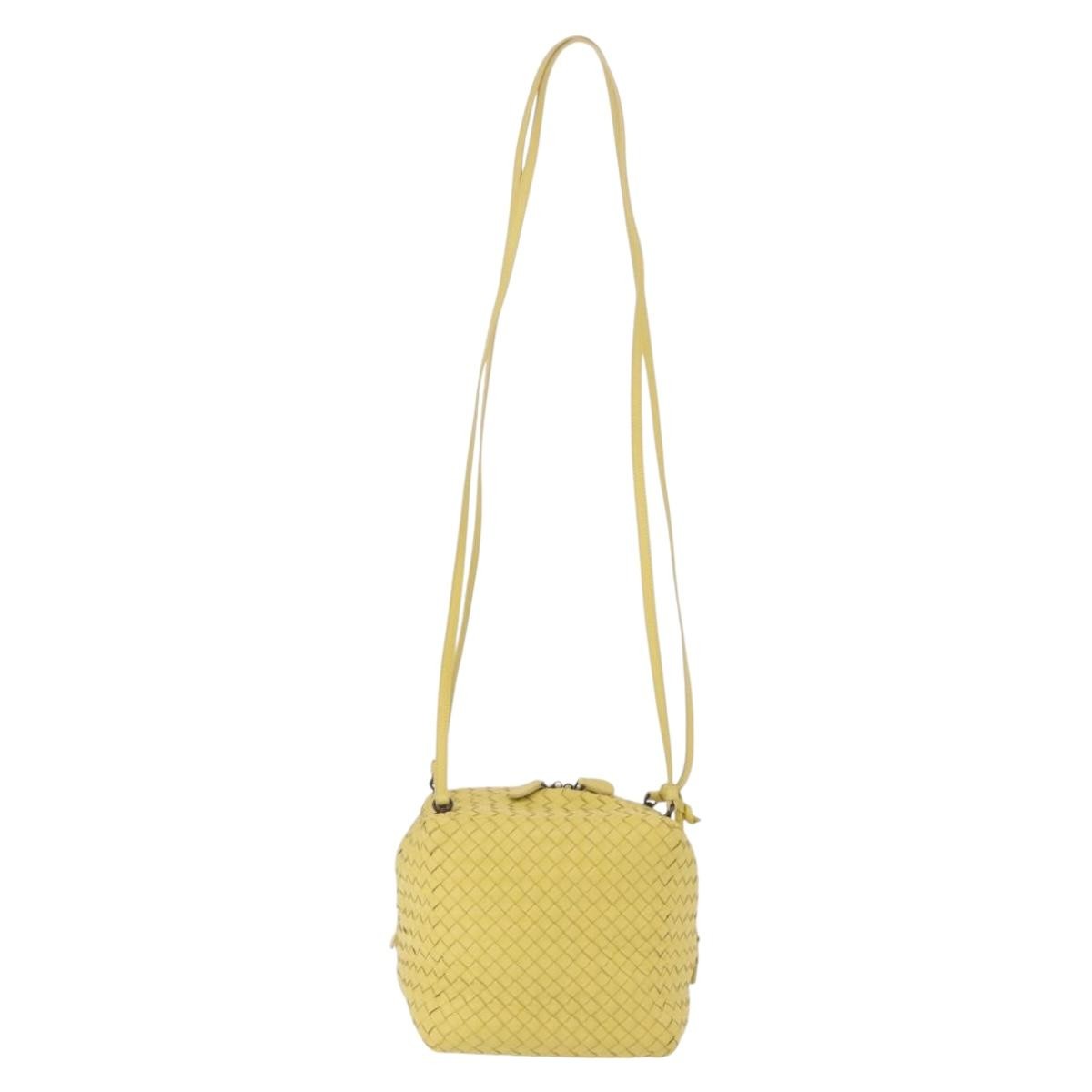 Bottega Veneta Zip Cube Messenger Intrecciato Nappa Yellow Leather Shoulder Bag Bag (Pre-Owned)