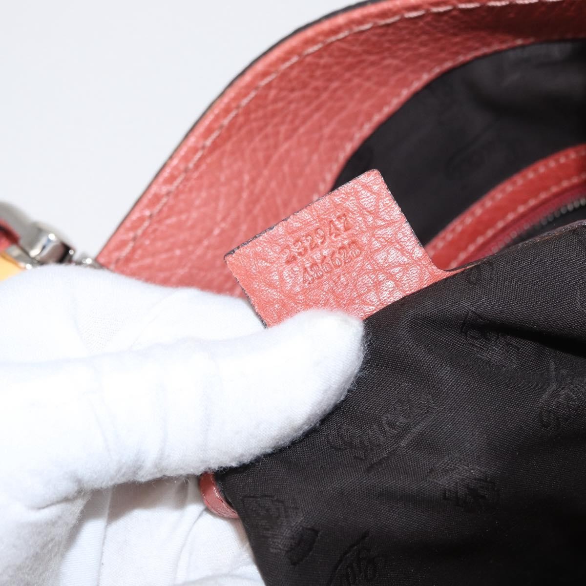 Gucci Vintage Bamboo Handle Leather Red Leather Handbag (Pre-Owned)