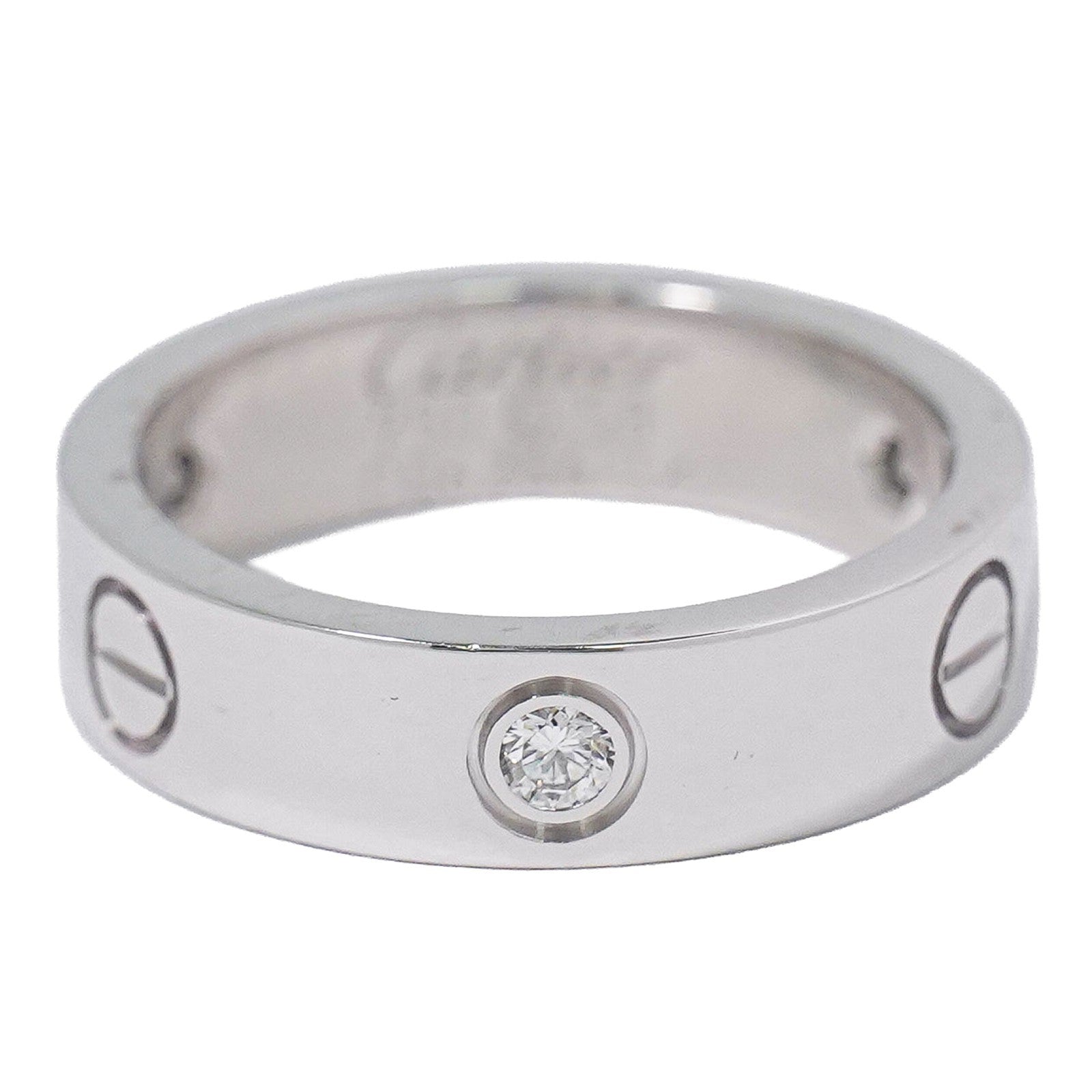 Cartier Love Wedding Band 1 Diamond 18K White Gold With Diamond White White_Gold Ring Jewelry (Pre-Owned)