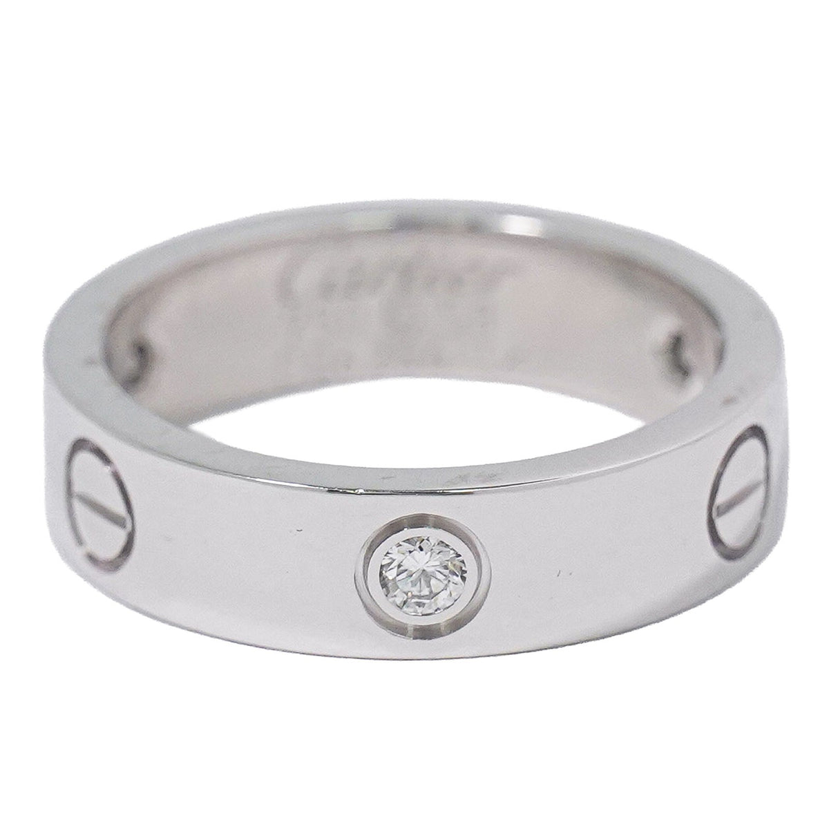 Cartier Love Wedding Band 1 Diamond 18K White Gold With Diamond White White_Gold Ring Jewelry (Pre-Owned)