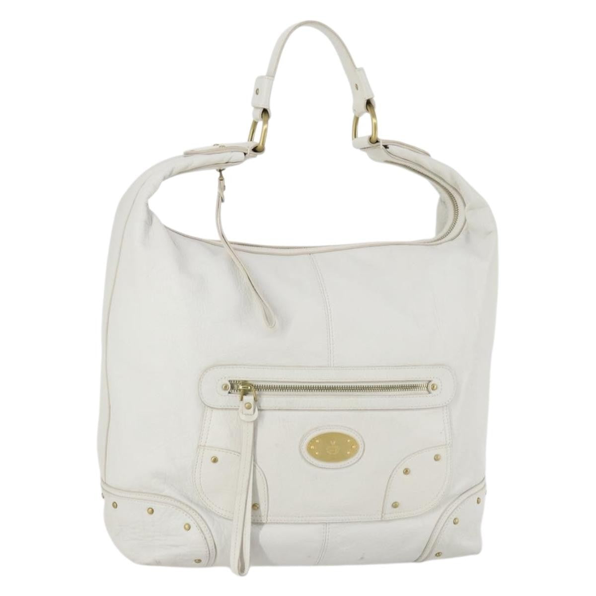 Bally Vintage Leather White Leather Shoulder Bag Bag (Pre-Owned)
