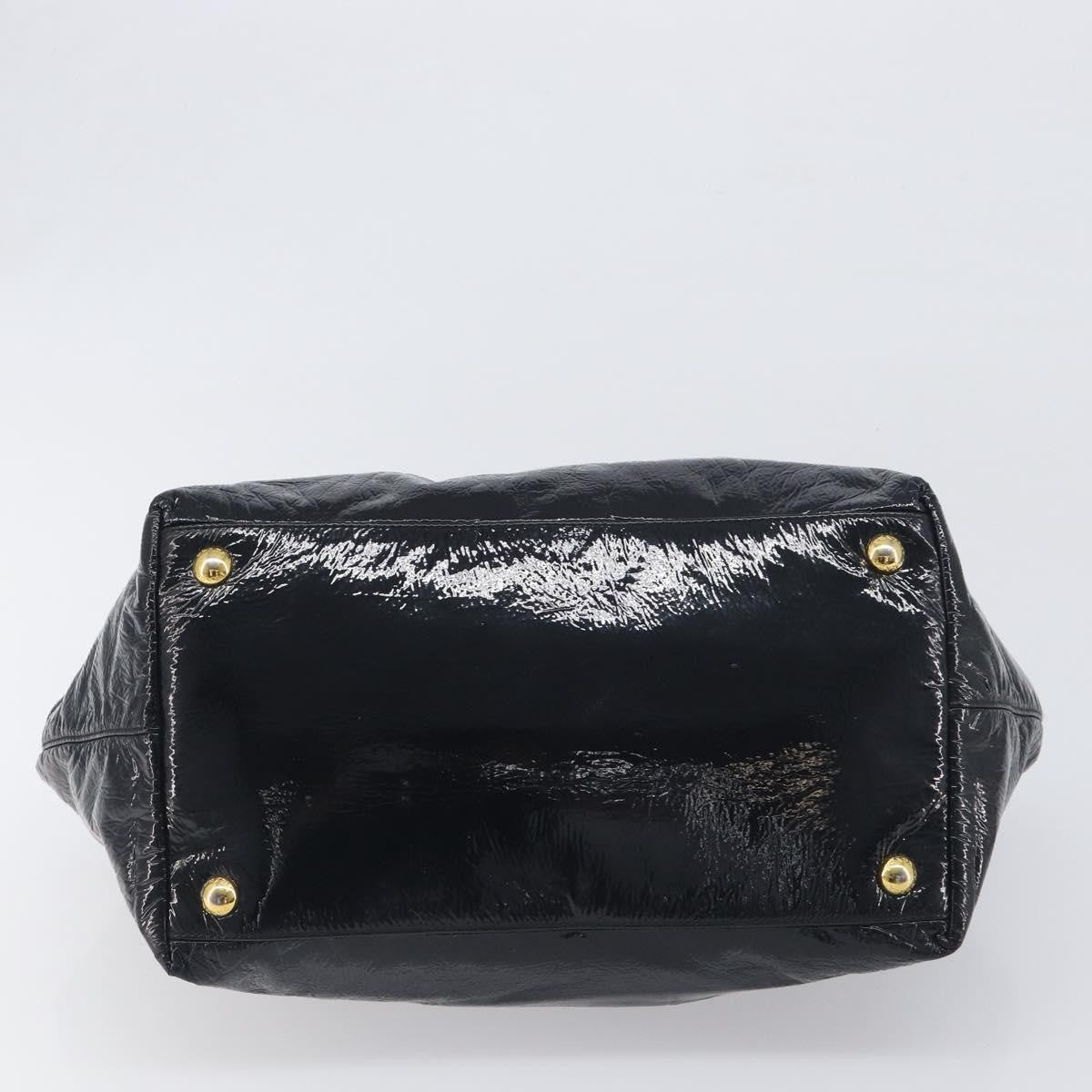 Prada Bow Top Handle Patent Leather Black Patent_Leather Handbag (Pre-Owned)