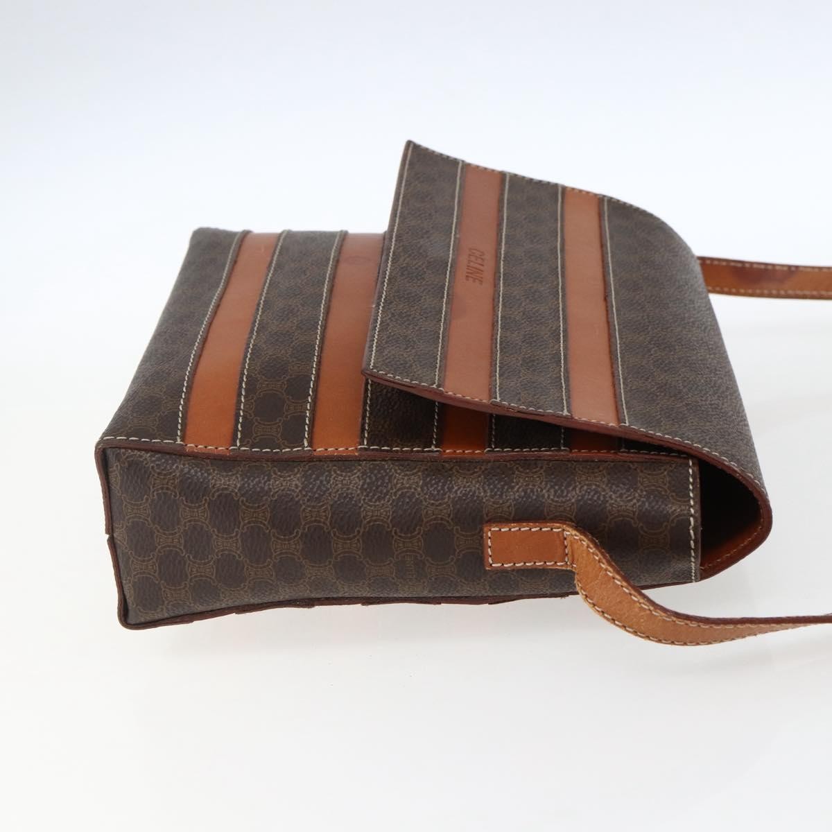 Celine Vintage Macadam Canvas And Leather Brown Canvas Shoulder Bag Bag (Pre-Owned)