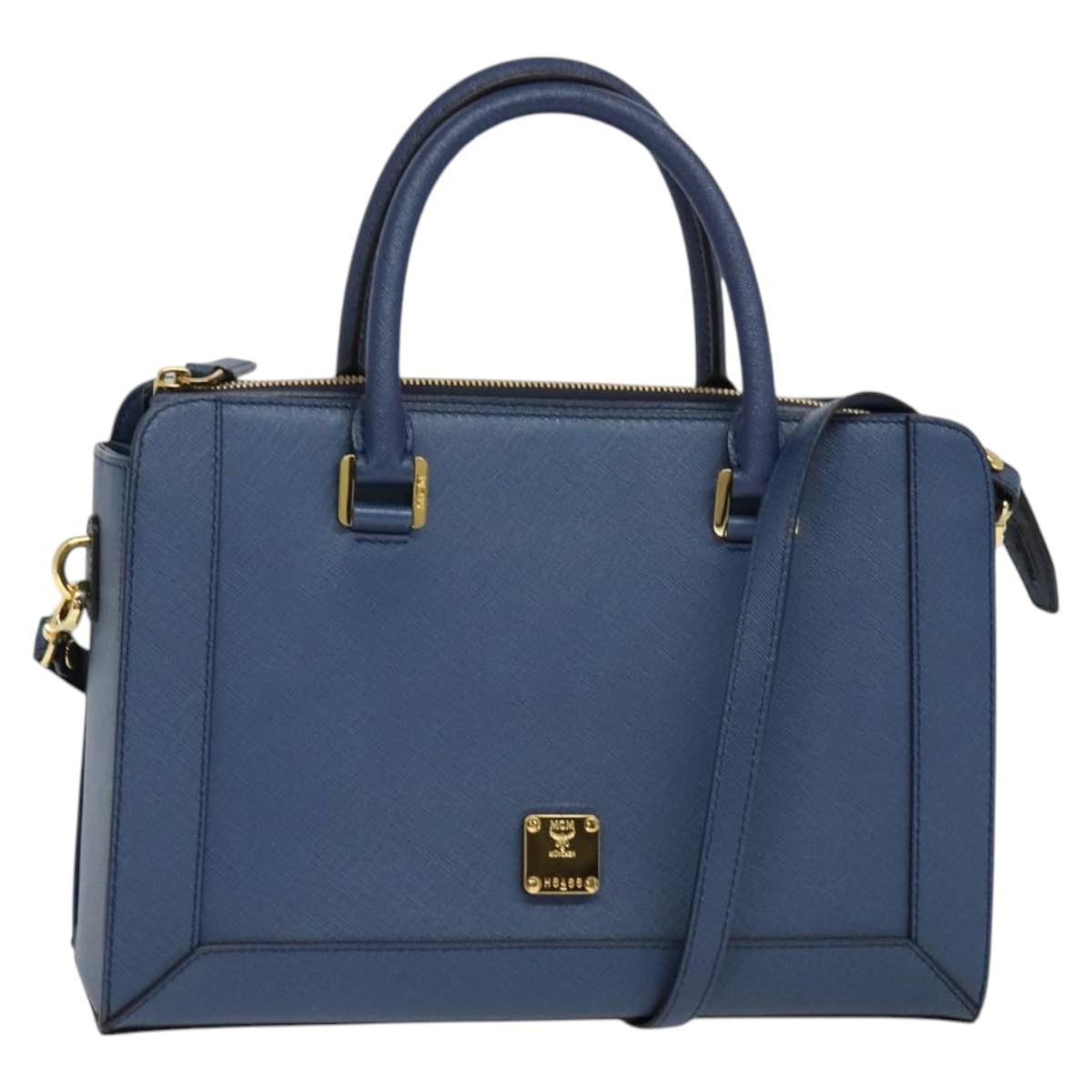 MCM Vintage Leather Blue Leather Handbag (Pre-Owned)