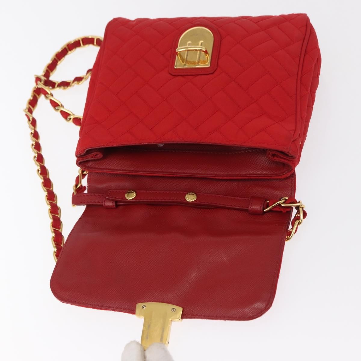 Prada Pushlock Chain Flap Quilted Tessuto Red Nylon Shoulder Bag Bag (Pre-Owned)