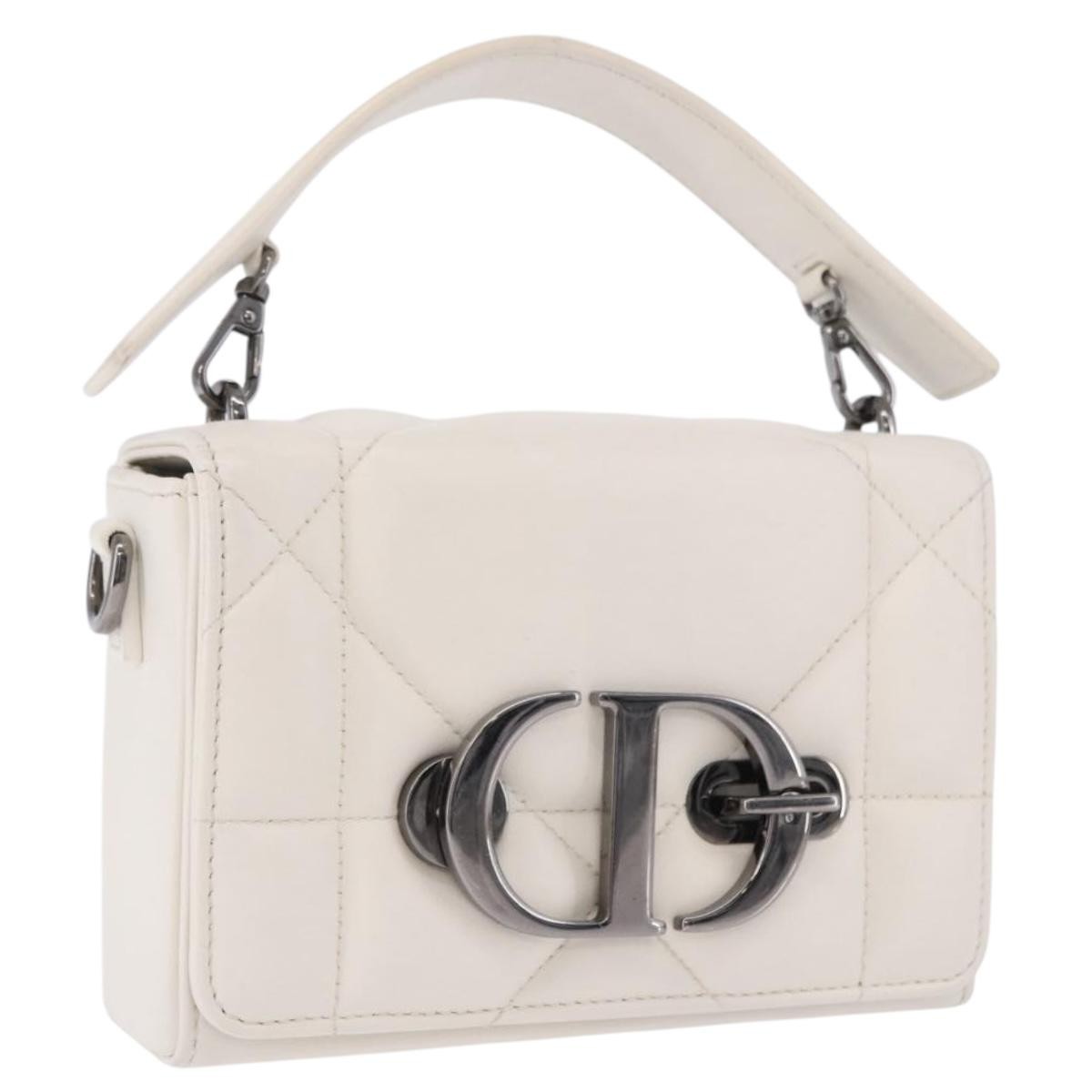 Christian Dior Caro Leather White Leather Handbag (Pre-Owned)