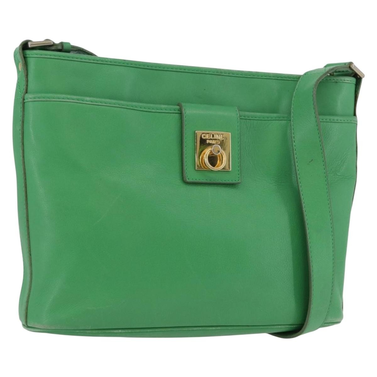 Celine Vintage Leather Green Leather Shoulder Bag Bag (Pre-Owned)