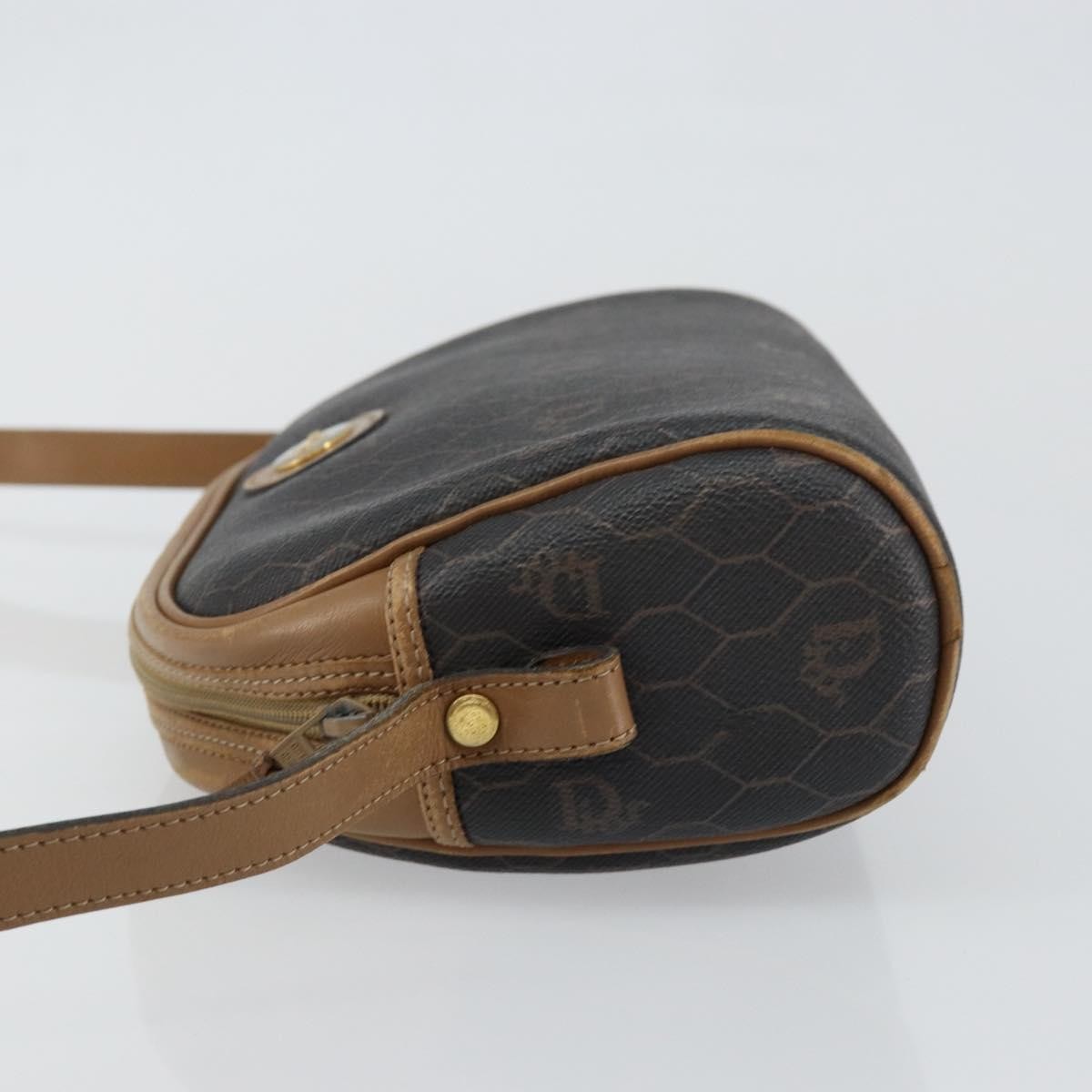 Christian Dior Vintage Honeycomb Zip Coated Canvas Black Canvas Shoulder Bag Bag (Pre-Owned)