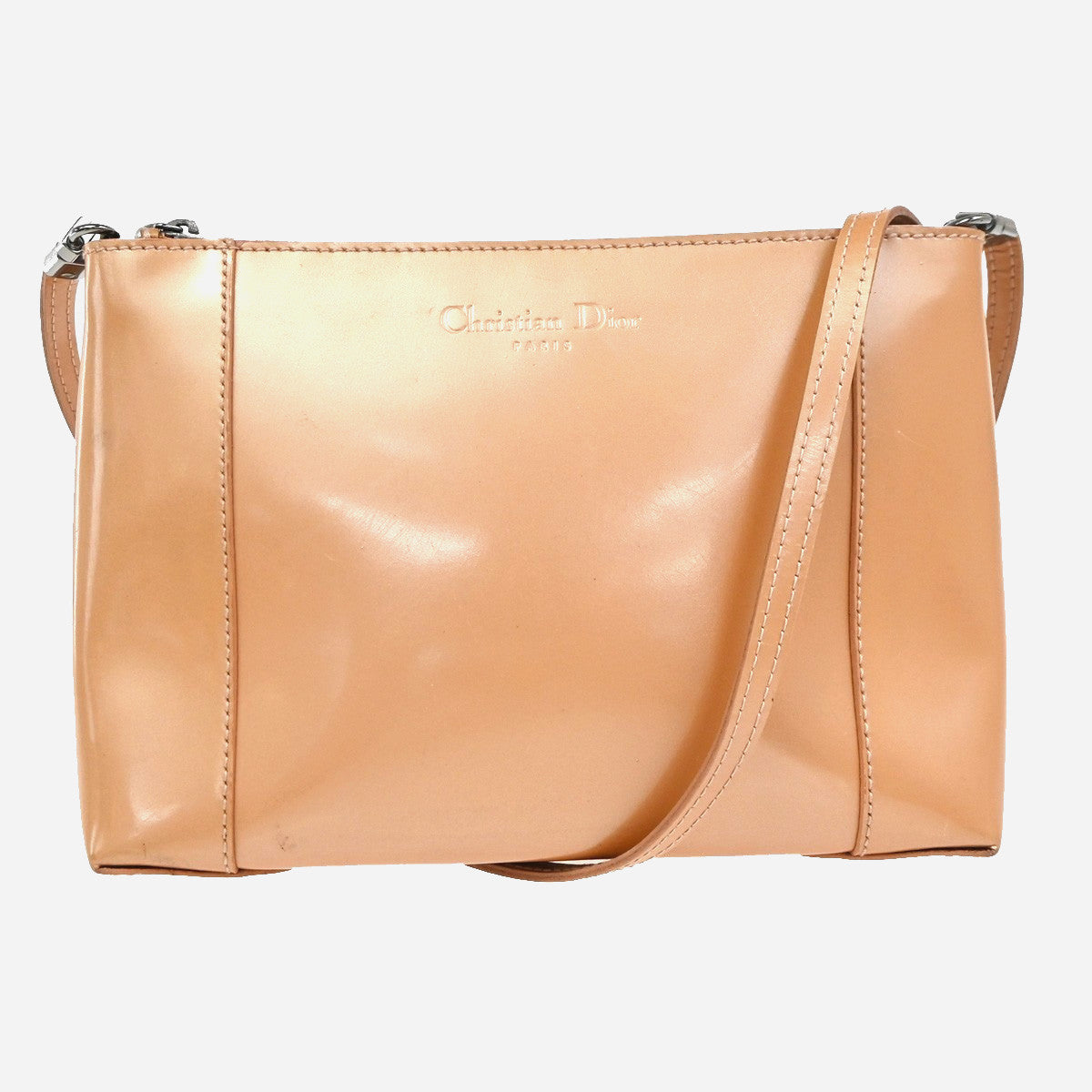 Christian Dior Malice Tote Leather Beige Patent_Leather Tote Bag Bag (Pre-Owned)