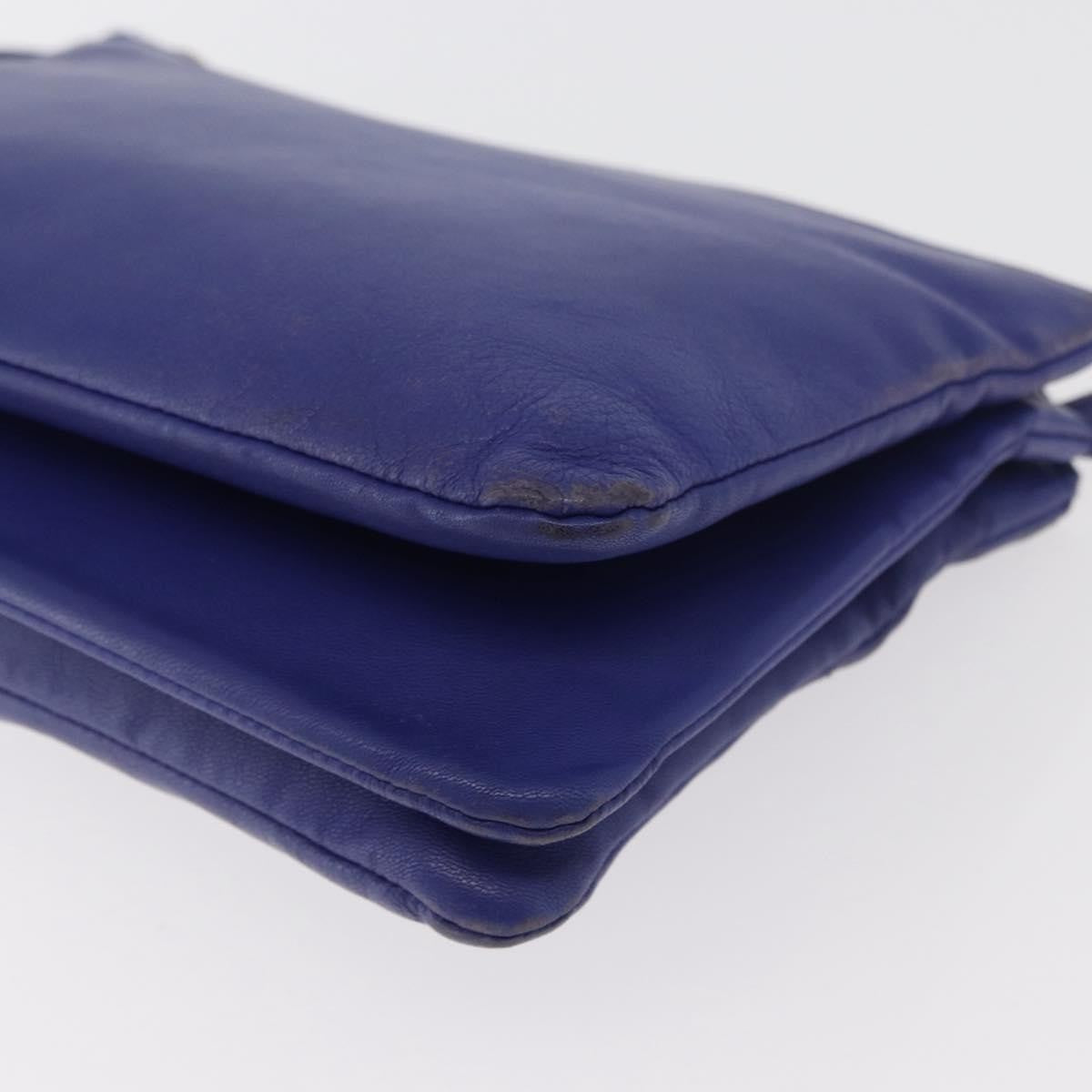 Celine Trio Leather Blue Leather Shoulder Bag Bag (Pre-Owned)