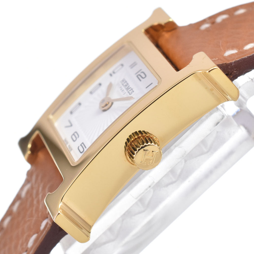 Hermes Heure H Quartz Plated Metal And Leather Watch (Pre-Owned)