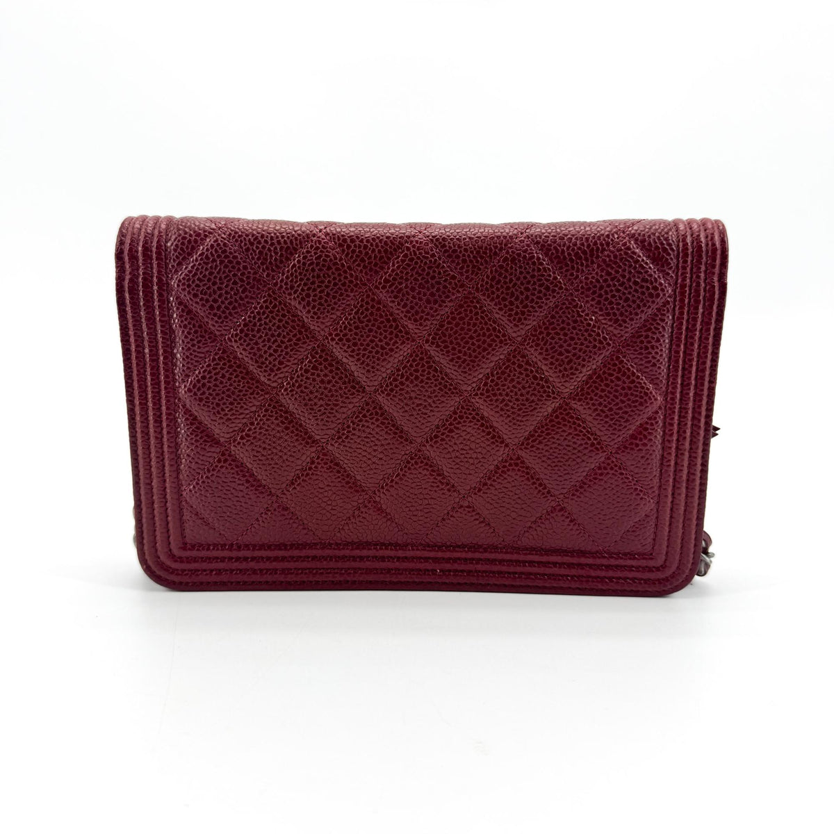 Chanel Boy Wallet On Short Chain Quilted Lambskin Burgundy Leather Crossbody Bag Bag (Pre-Owned)