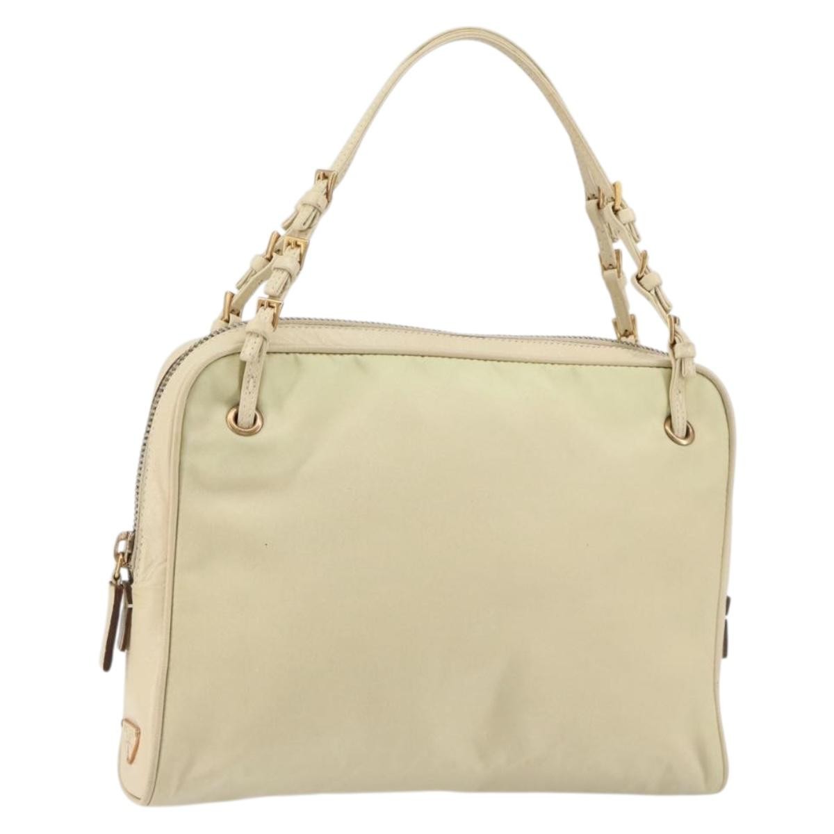 Prada Vintage Tessuto Beige Nylon Handbag (Pre-Owned)