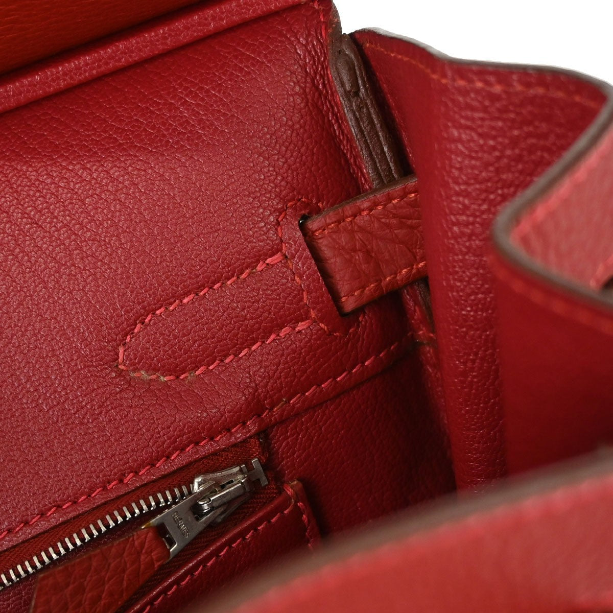 Hermes Birkin Red Togo With Palladium Hardware Red Leather Handbag (Pre-Owned)