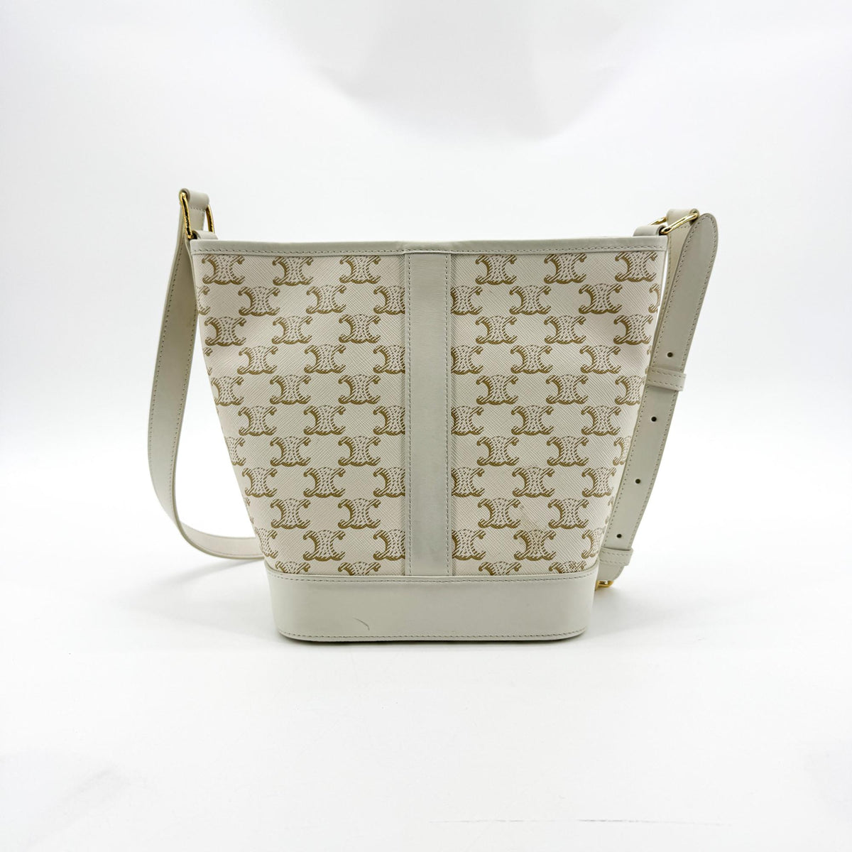 Celine Bucket Triomphe Canvas White Canvas Shoulder Bag Bag (Pre-Owned)