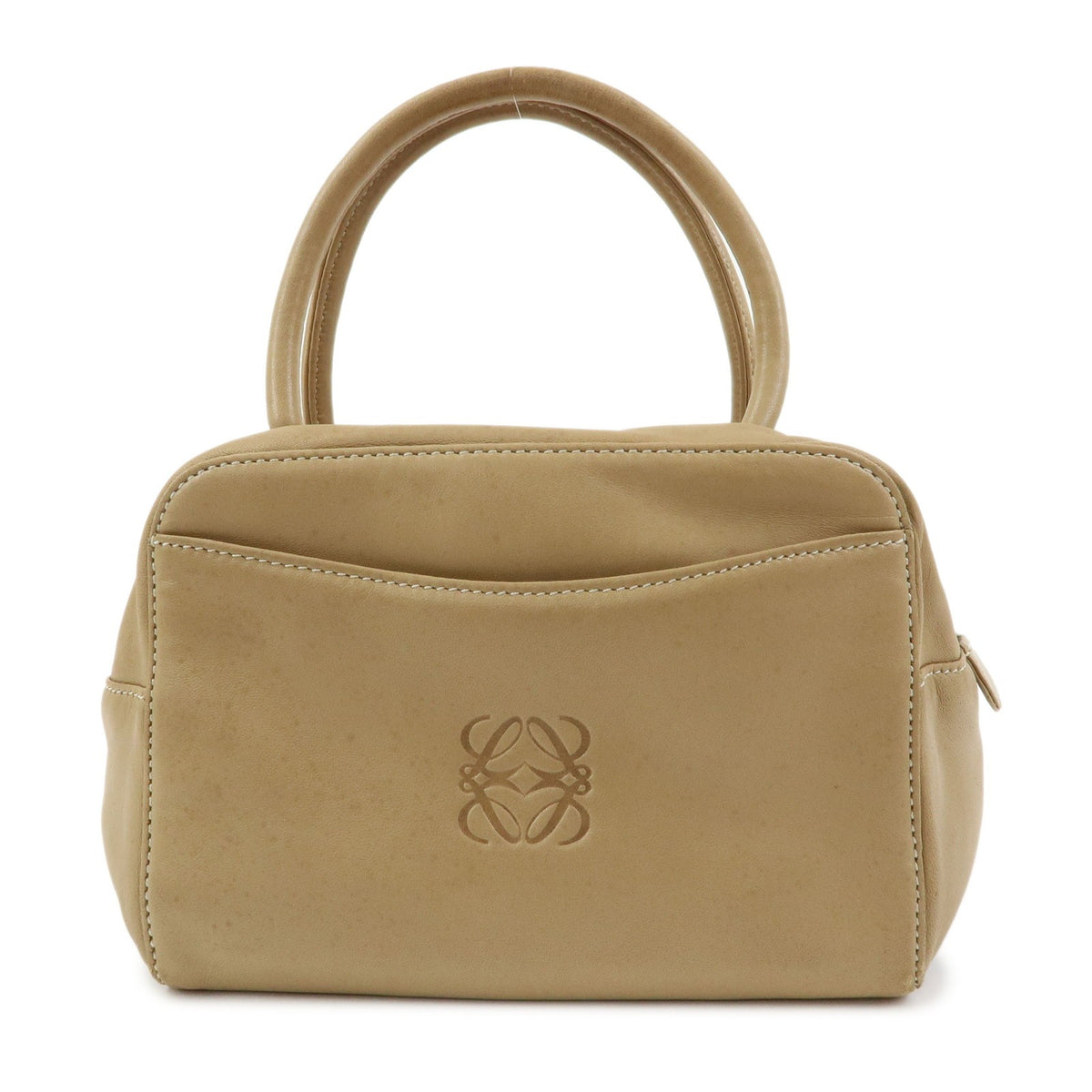 Loewe Vintage Anagram Leather Beige Leather Handbag (Pre-Owned)