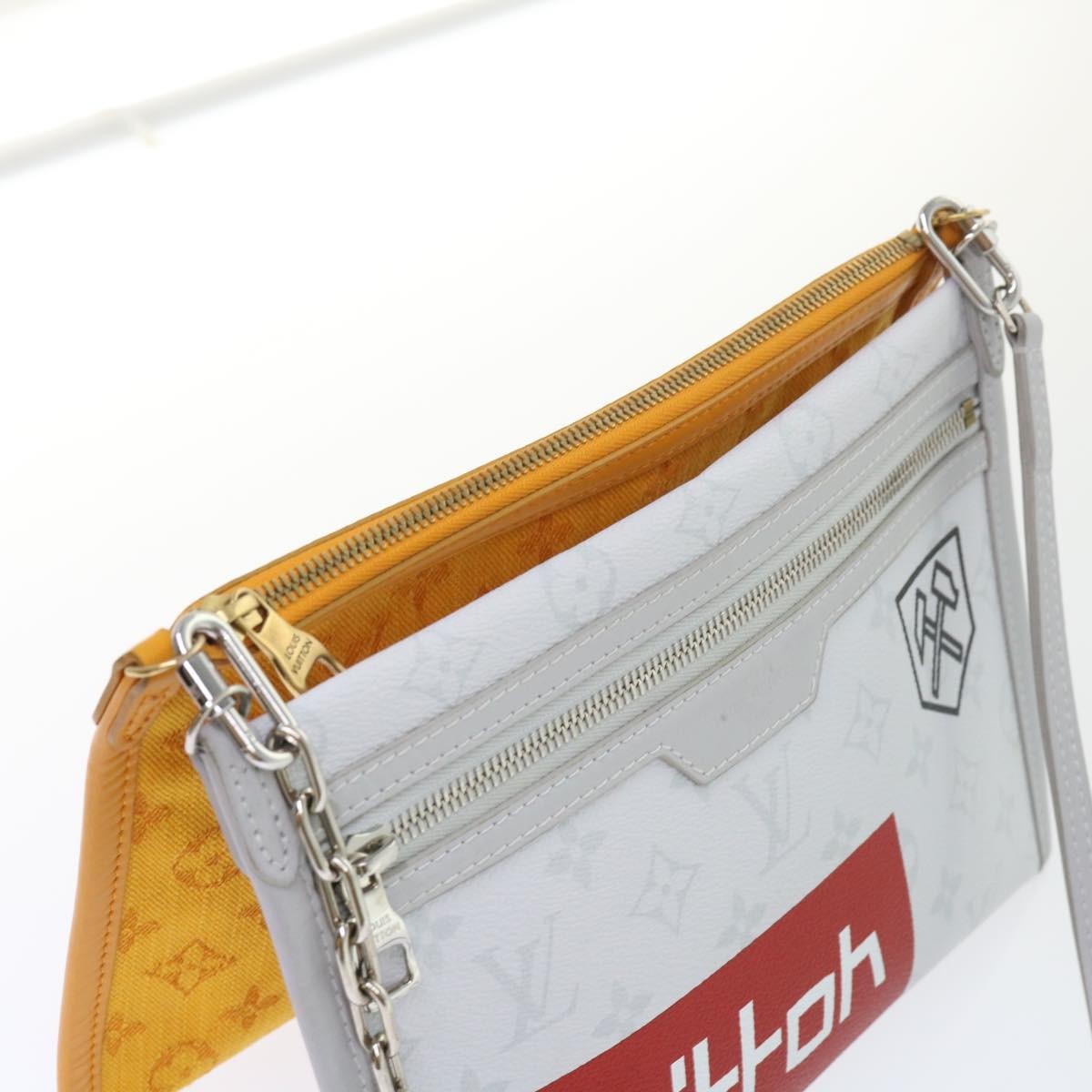 Louis Vuitton Double Flat Messenger Limited Edition Logo Story Monogram Canvas And Denim Multicolour Canvas Clutche & Pouche Bag (Pre-Owned)
