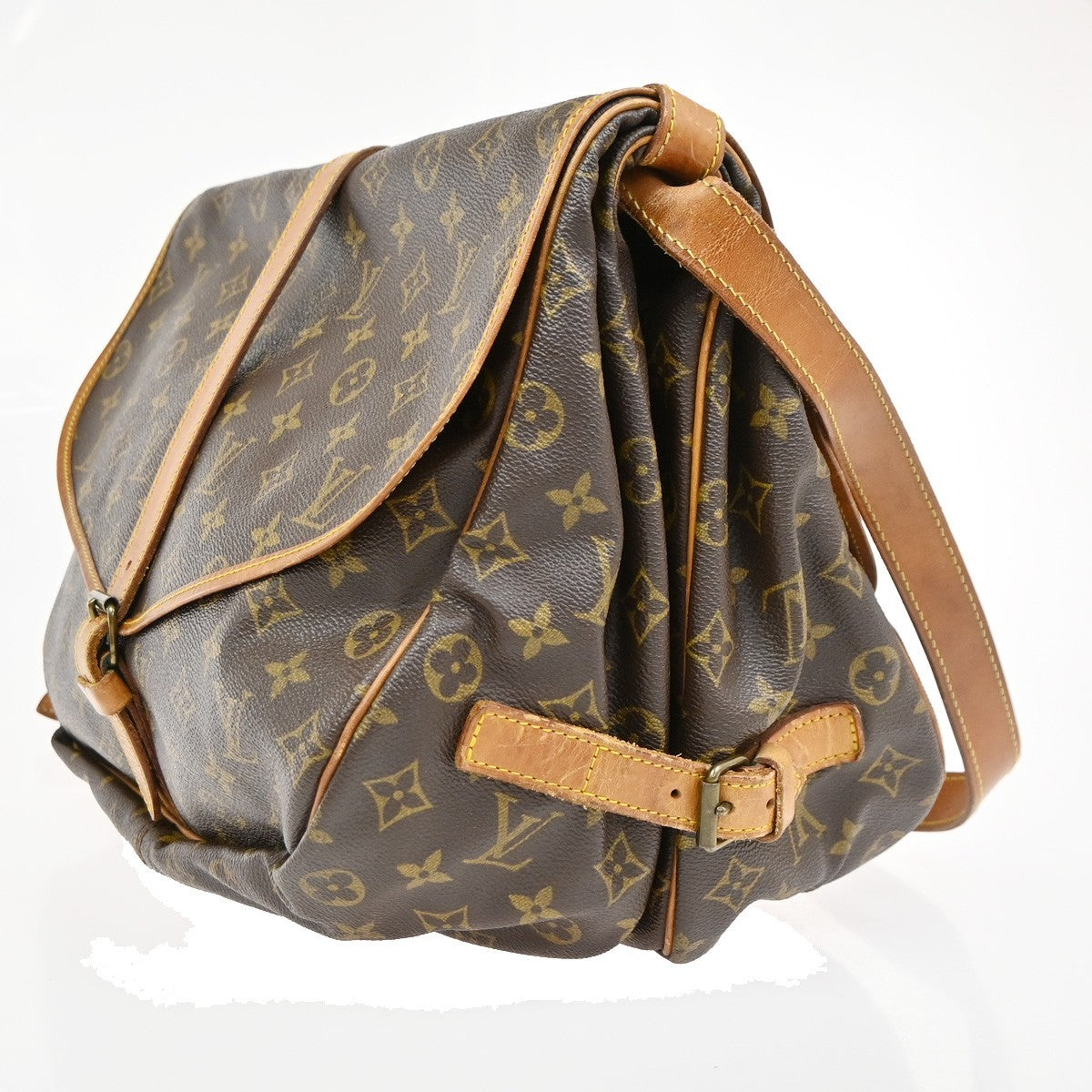 Louis Vuitton Saumur Monogram Brown Canvas Shoulder Bag Bag (Pre-Owned)