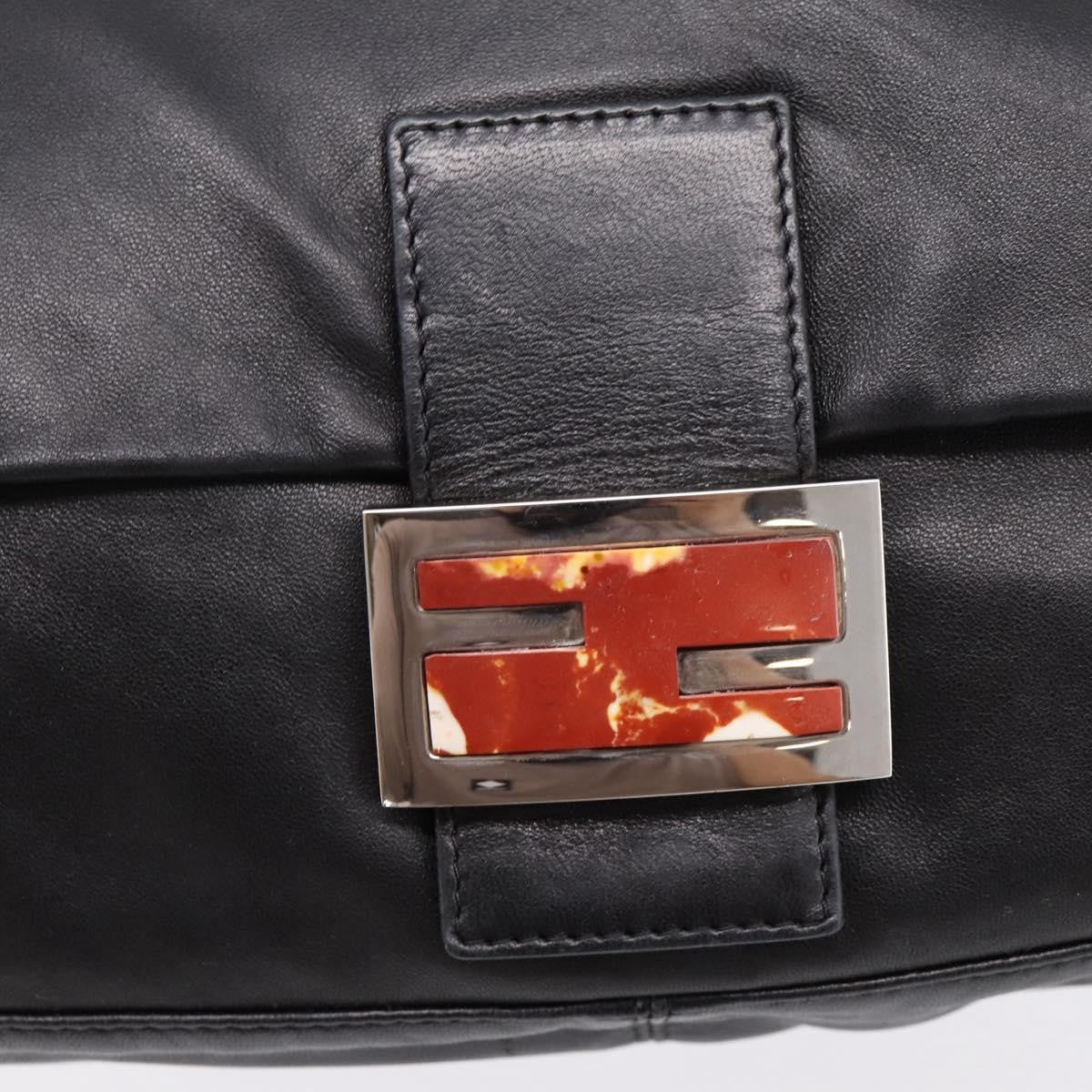 Fendi Mamma Baguette Zucca Jacquard Velvet Black Leather Shoulder Bag Bag (Pre-Owned)