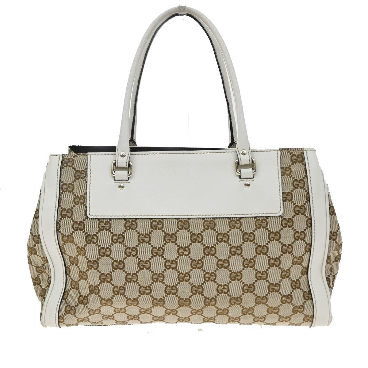Gucci Trophy Gg Canvas With Leather Brown Canvas Tote Bag Bag (Pre-Owned)