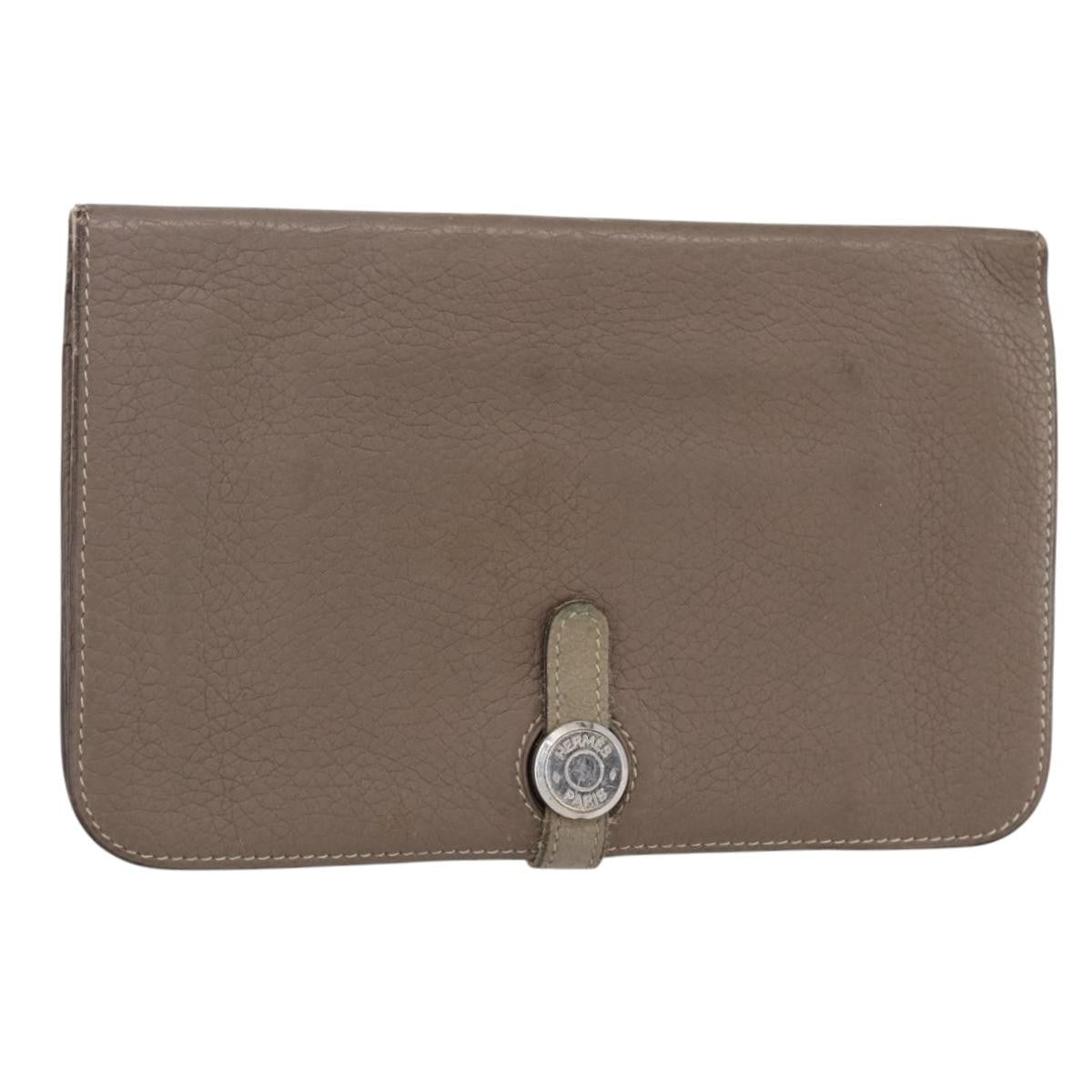 Hermes Dogon Duo Combined Leather Gray Leather Wallets Accessory (Pre-Owned)