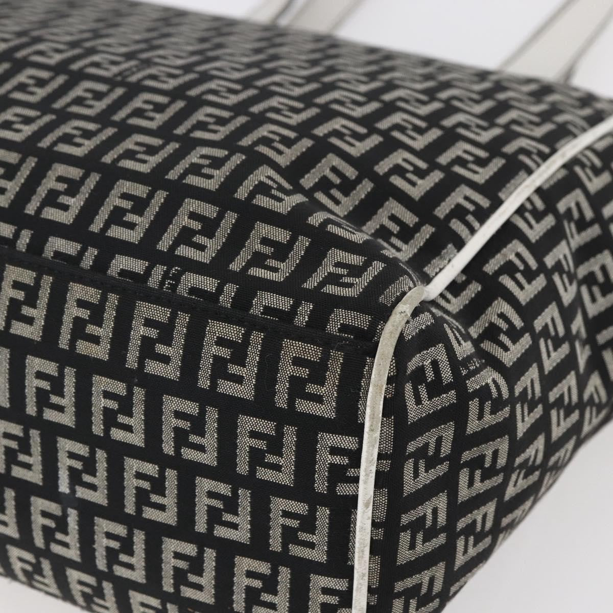 Fendi Zucca Tote Canvas Black Canvas Tote Bag Bag (Pre-Owned)