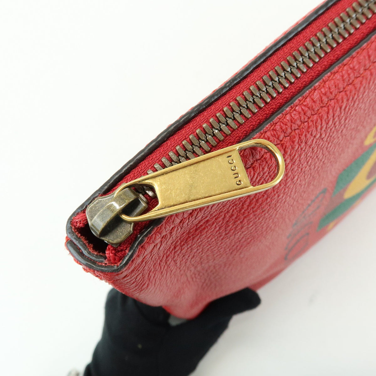 Gucci Logo Portfolio Printed Leather Red Leather Clutche & Pouche Bag (Pre-Owned)