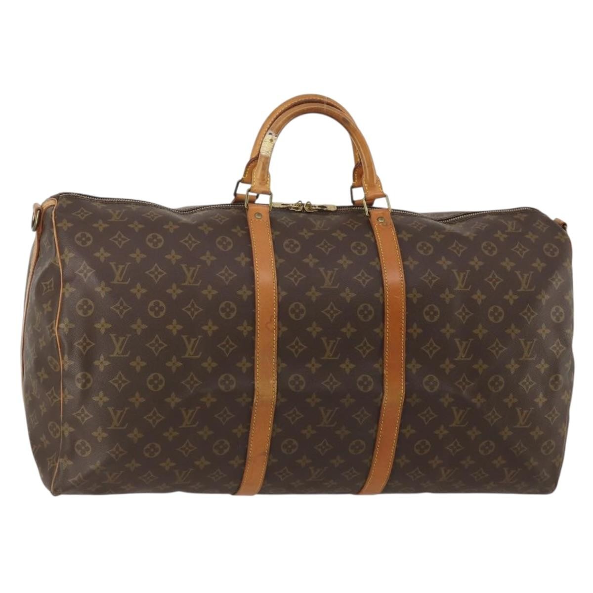 Louis Vuitton Keepall Bandoulière Monogram Brown Canvas Travel Bag Bag (Pre-Owned)