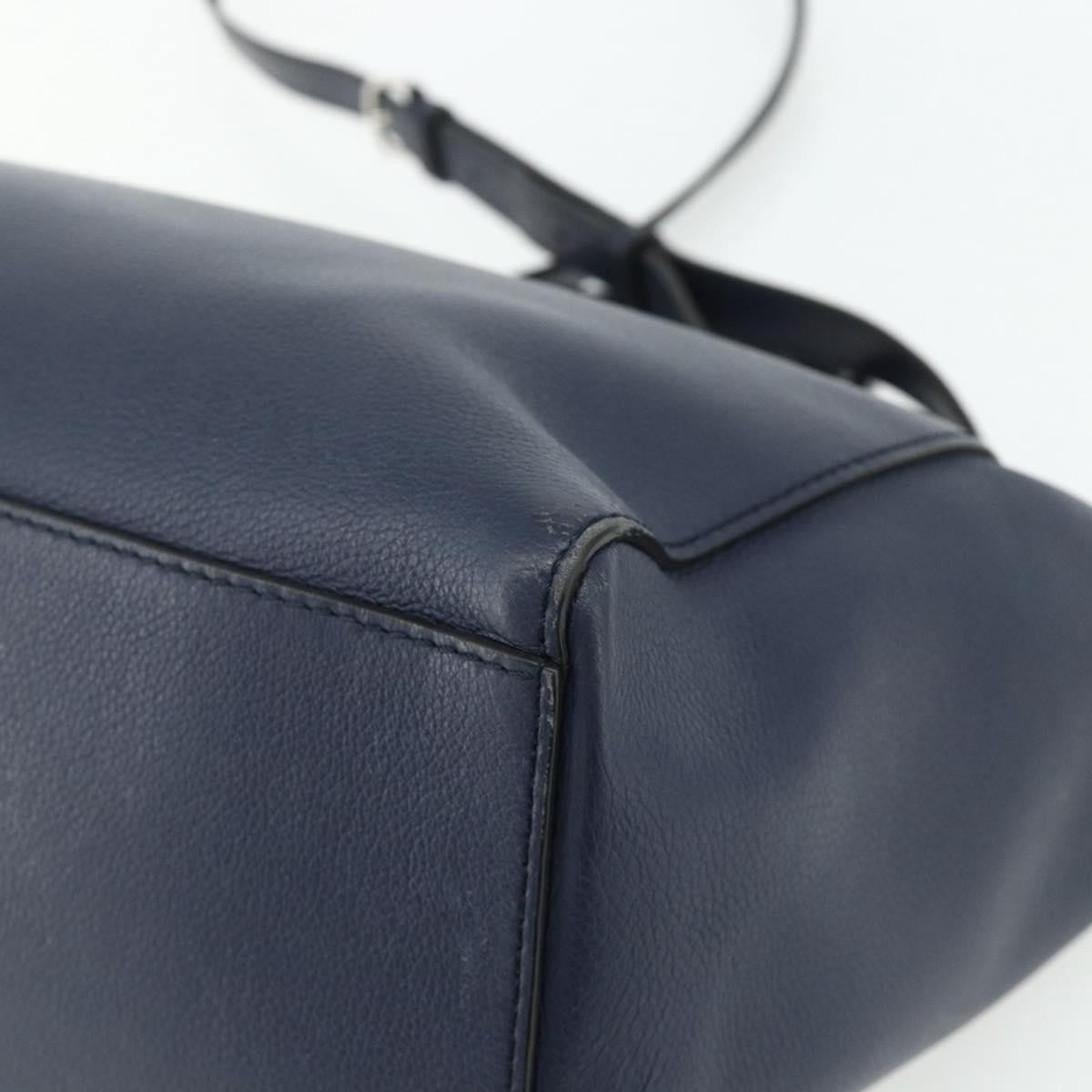 Bally Vintage Leather Navy Leather Handbag (Pre-Owned)