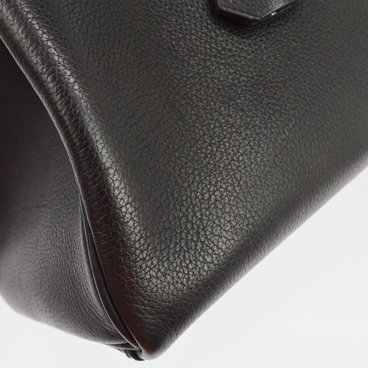 Hermes Kelly Black Evercalf With Palladium Hardware Black Leather Handbag (Pre-Owned)