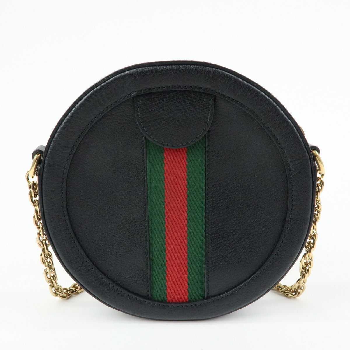 Gucci Ophidia Round Leather Black Leather Shoulder Bag Bag (Pre-Owned)
