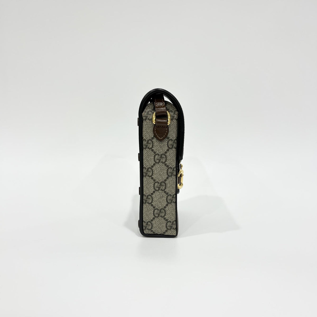 Gucci Horsebit 1955 Gg Coated Canvas With Leather Brown Canvas Crossbody Bag Bag (Pre-Owned)