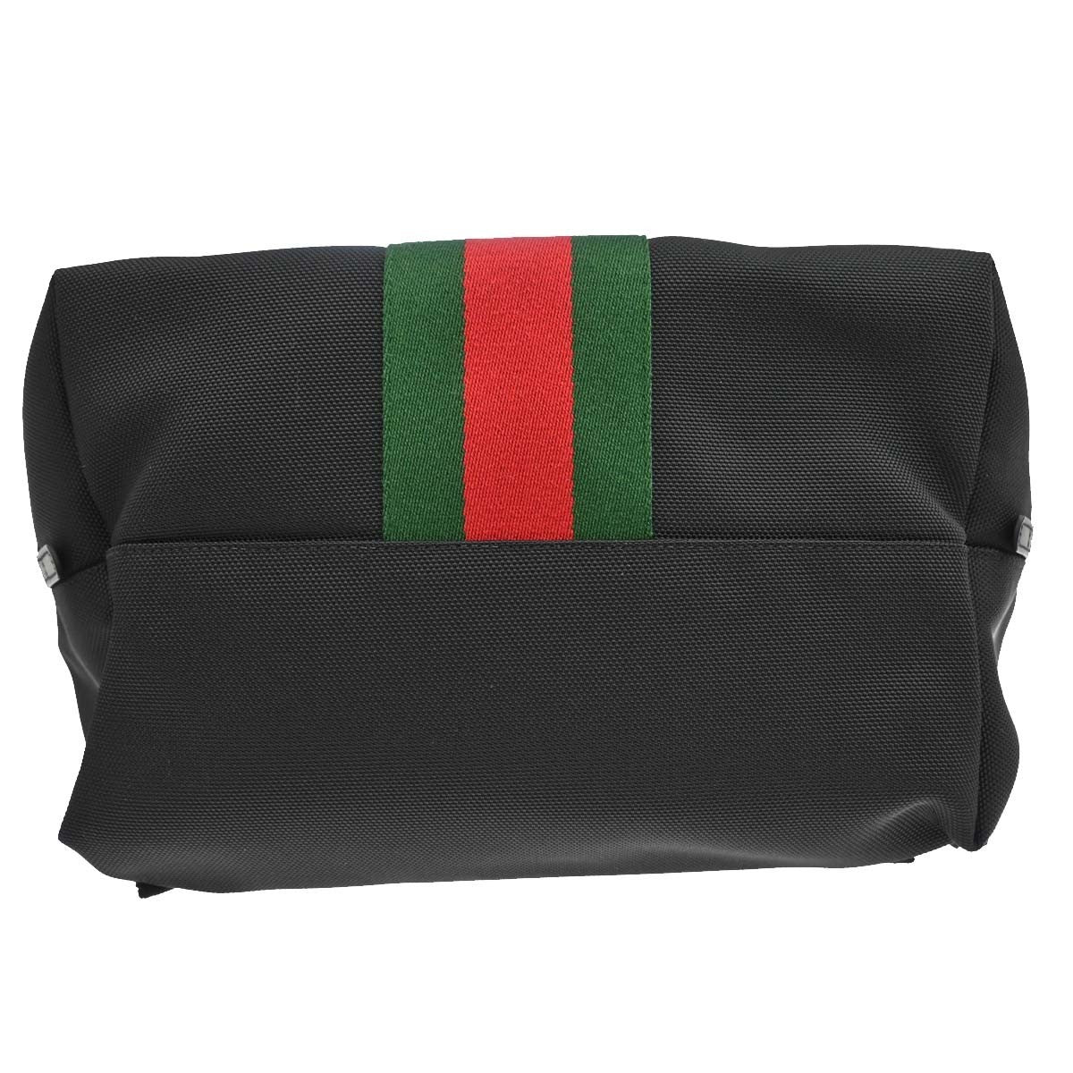 Gucci Web Fold Over Techno Canvas Black Cloth Backpack Bag (Pre-Owned)