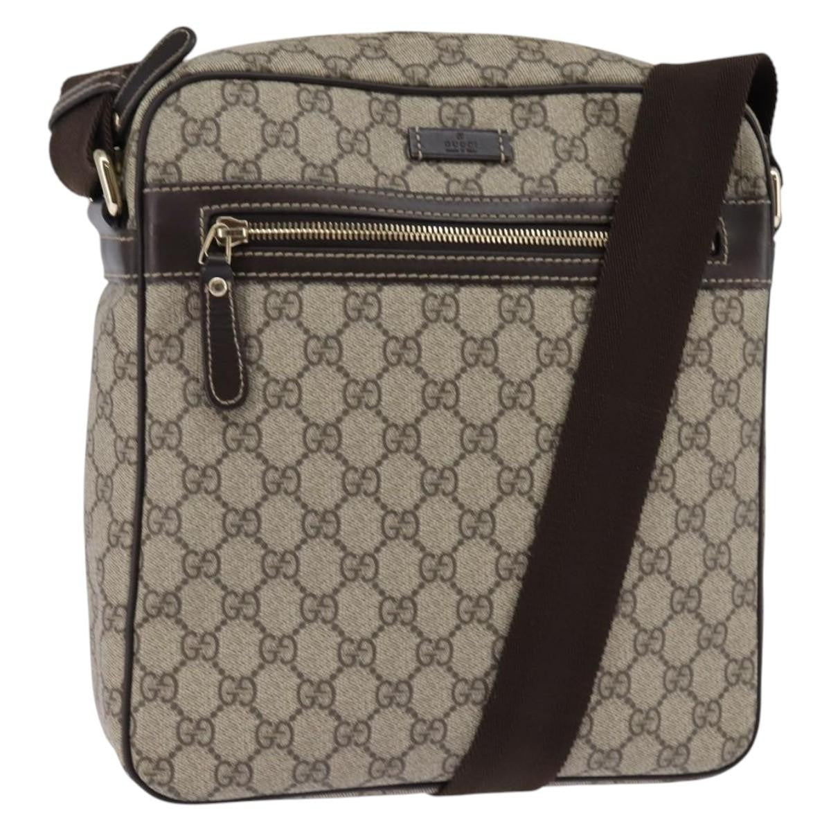 Gucci Front Zip Messenger Gg Coated Canvas Beige Canvas Crossbody Bag Bag (Pre-Owned)