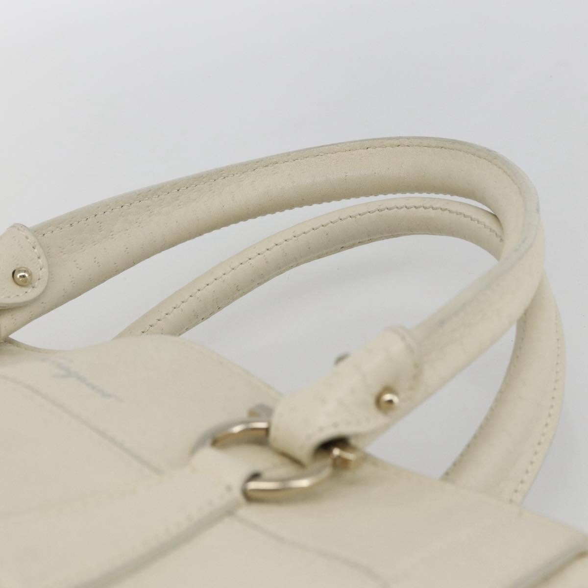 Salvatore Ferragamo Gancini Leather White Leather Handbag (Pre-Owned)