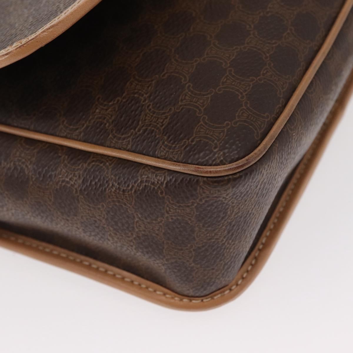 Celine Vintage Macadam Circle Logo Canvas And Leather Brown Canvas Shoulder Bag Bag (Pre-Owned)