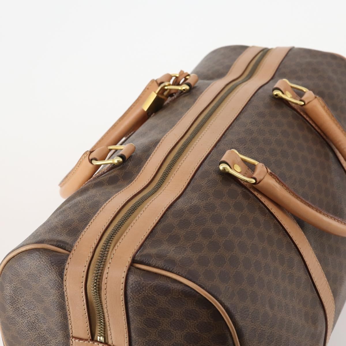 Celine Vintage Duffle Canvas And Leather Brown Canvas Travel Bag Bag (Pre-Owned)