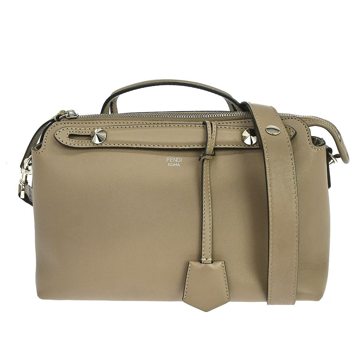 Fendi By The Way Satchel Leather Beige Leather Handbag (Pre-Owned)