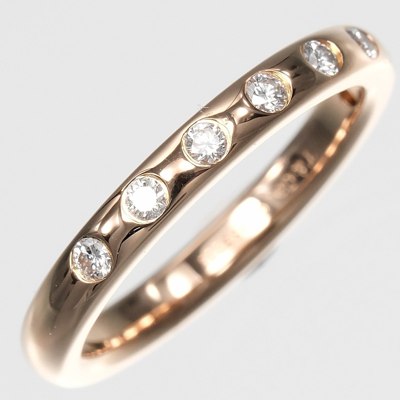 Tiffany & Co. Stacking Band Ring With 8 Diamonds 18K Pink Gold With Diamonds Gold Pink_Gold Ring Jewelry (Pre-Owned)