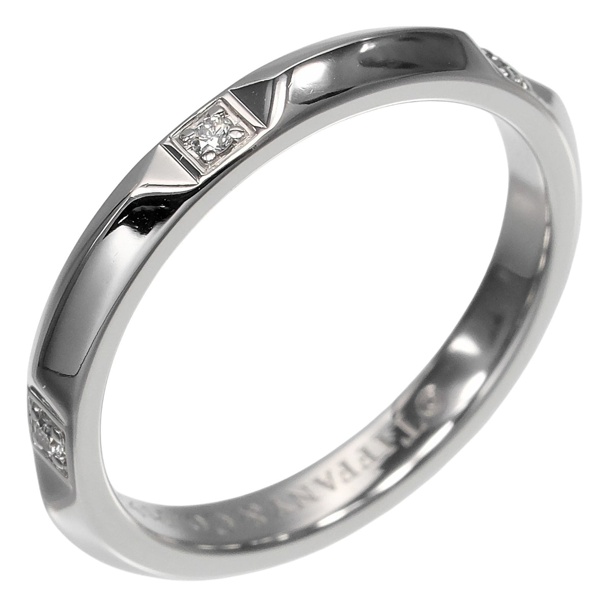 Tiffany & Co. True Band 18K Yellow Gold With Diamonds Silver Platinum Ring Jewelry (Pre-Owned)
