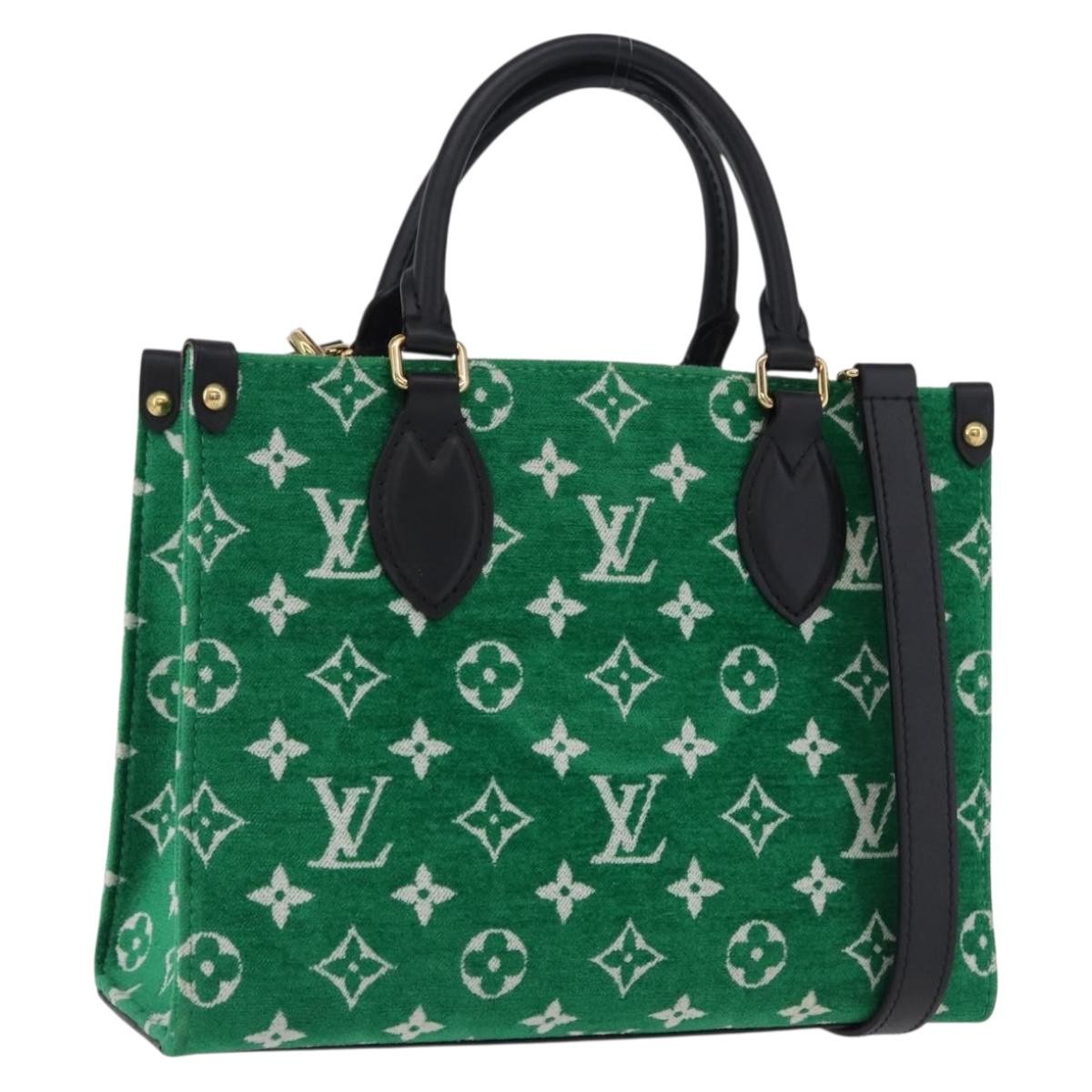 Louis Vuitton Onthego Lv Match Monogram Jacquard Velvet Green Canvas Tote Bag Bag (Pre-Owned)