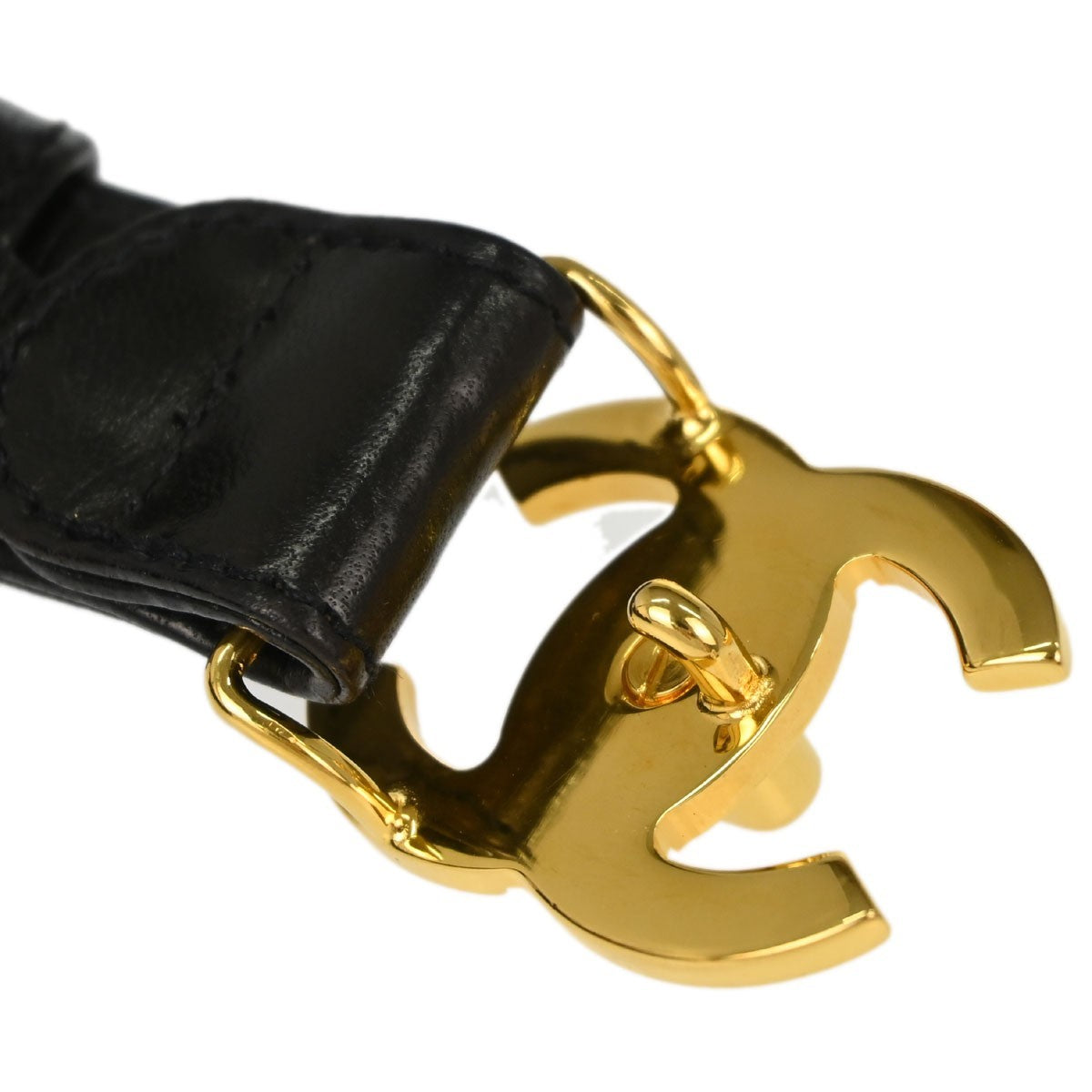 Chanel Cc Turnlock Belt Leather Black Leather Belts Accessory (Pre-Owned)