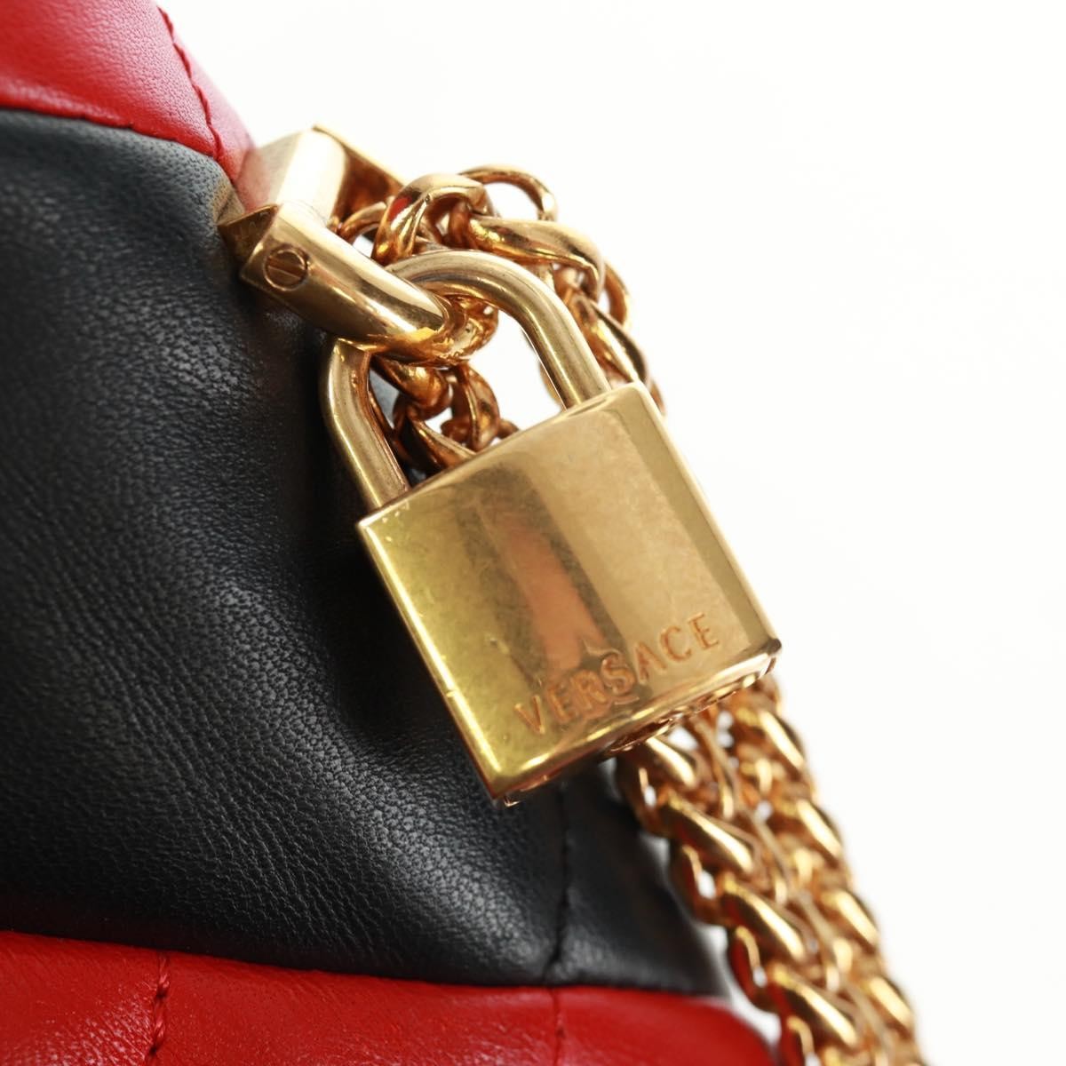 Versace Medusa Padlock Icon Top Handle Quilted Leather Black Leather Shoulder Bag Bag (Pre-Owned)
