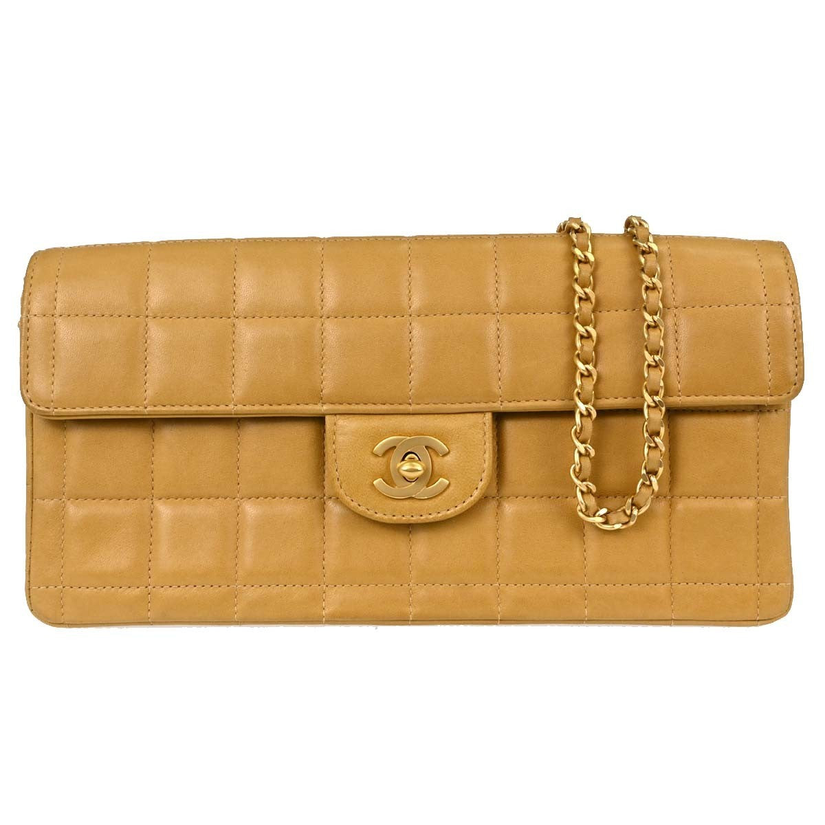Chanel Chocolate Bar Flap Quilted Lambskin Beige Leather Shoulder Bag Bag (Pre-Owned)