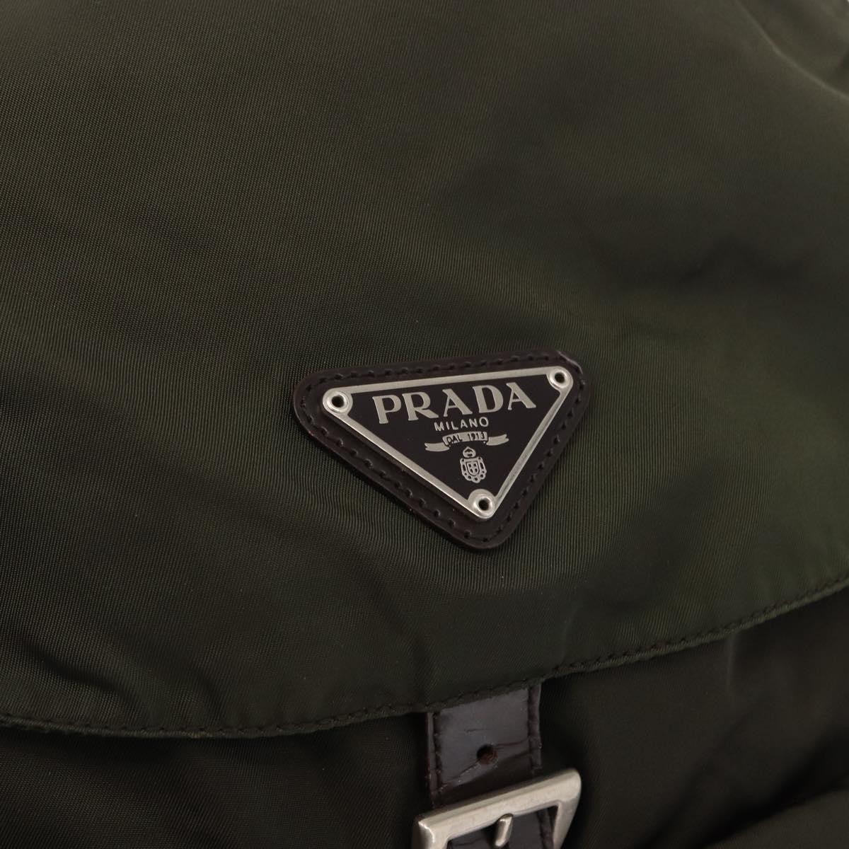 Prada Double Front Pocket Tessuto Khaki Nylon Backpack Bag (Pre-Owned)