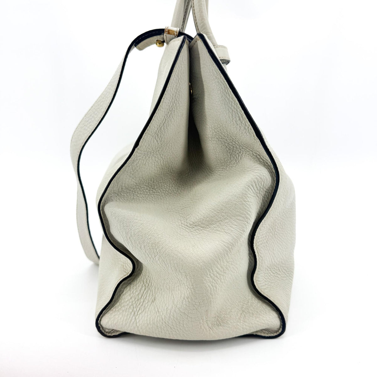 Prada Convertible Shopper Tote Vitello Daino Gray Leather Tote Bag Bag (Pre-Owned)