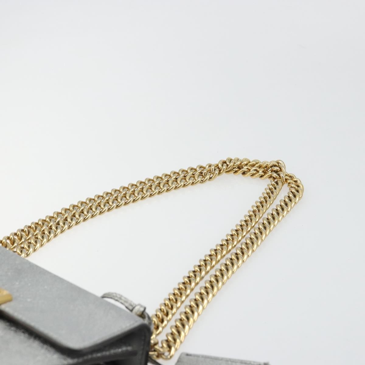 Gucci Padlock Shoulder Bag Nm Gg Coated Canvas And Leather Silver Leather Shoulder Bag Bag (Pre-Owned)