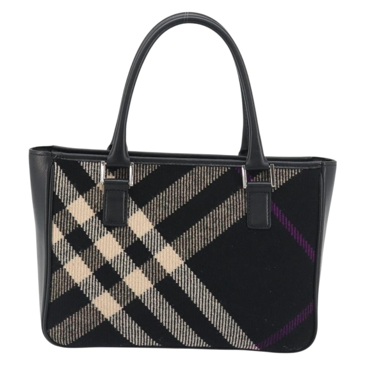 Burberry Nova Check Wool Black Wool Handbag (Pre-Owned)
