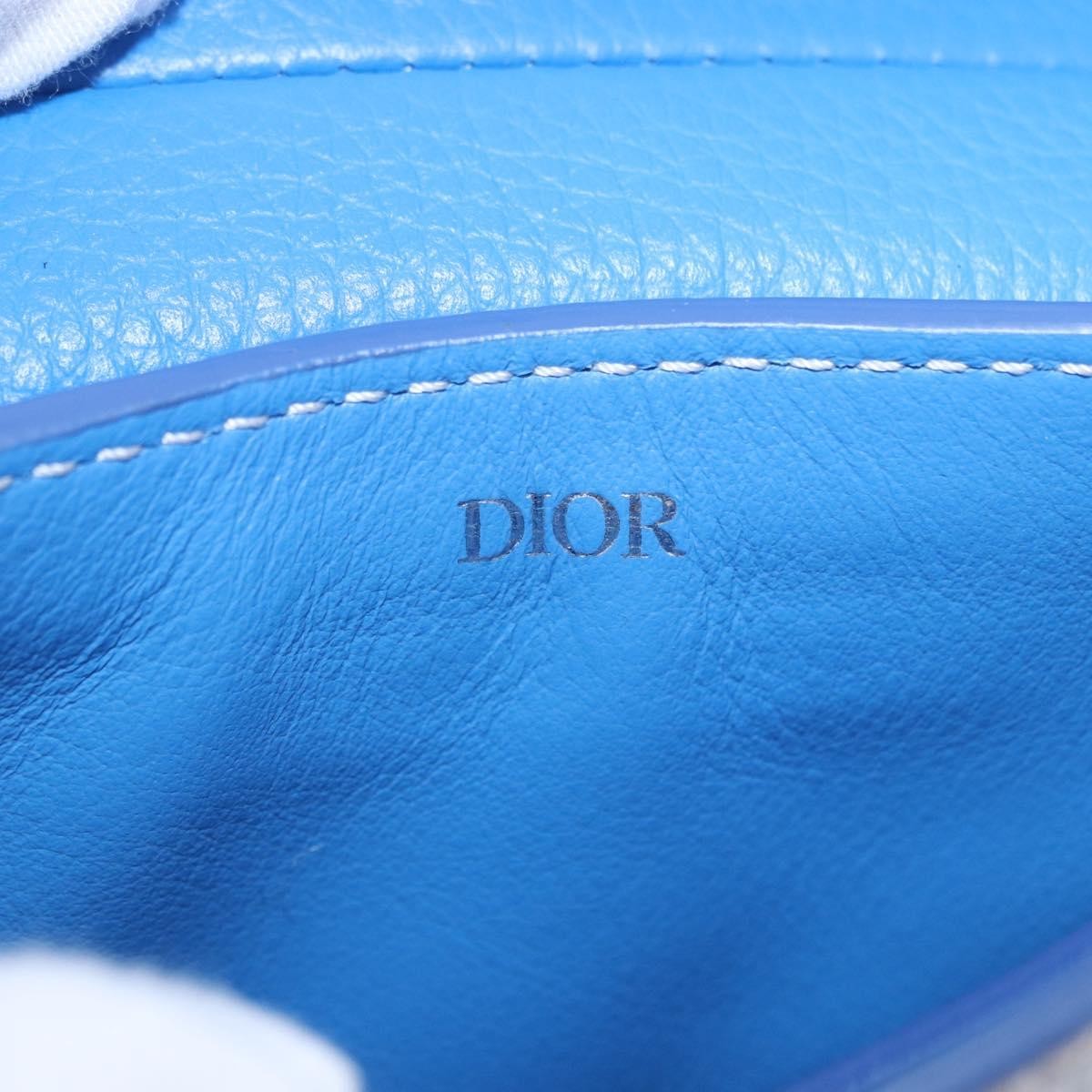 Christian Dior Saddle Wristlet Clutch Leather Blue Leather Clutche & Pouche Bag (Pre-Owned)