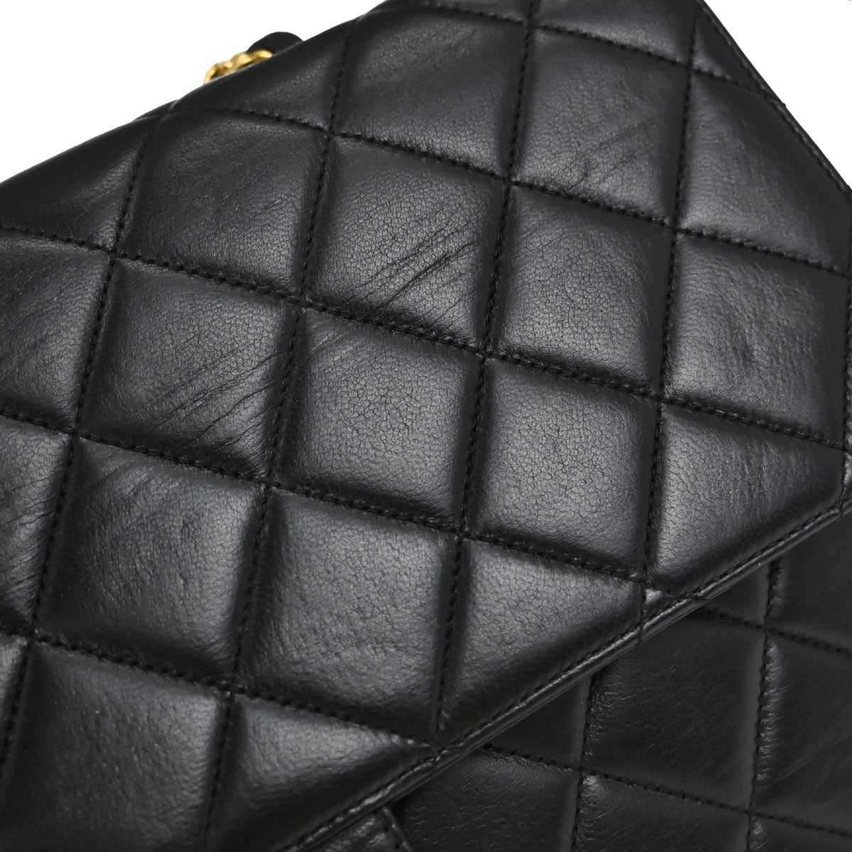 Chanel Classic Single Flap Quilted Lambskin Black Leather Handbag (Pre-Owned)